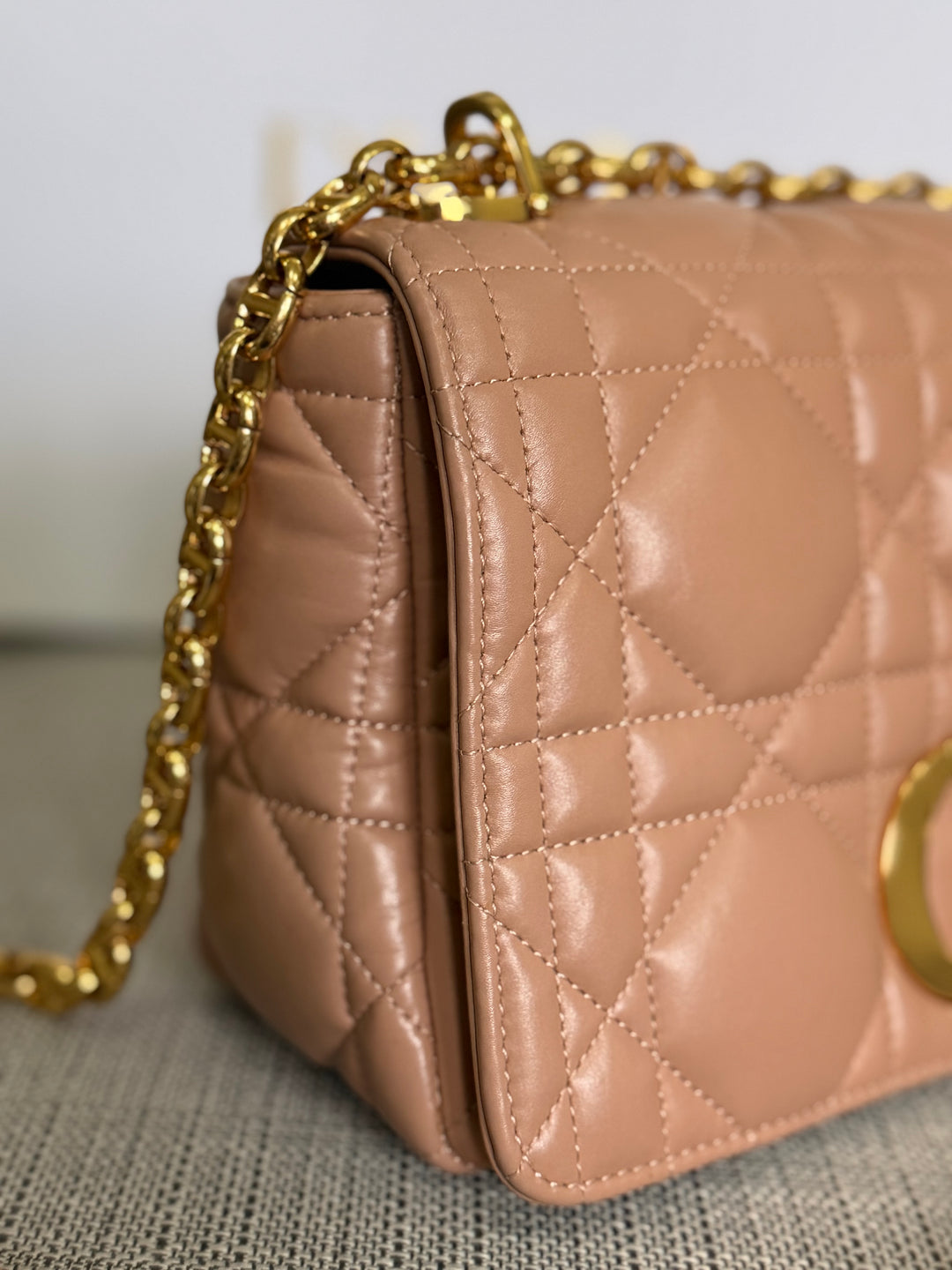 Dior Caro Flap Bag in Rose De Ven Calfskin GHW Medium 25 cms