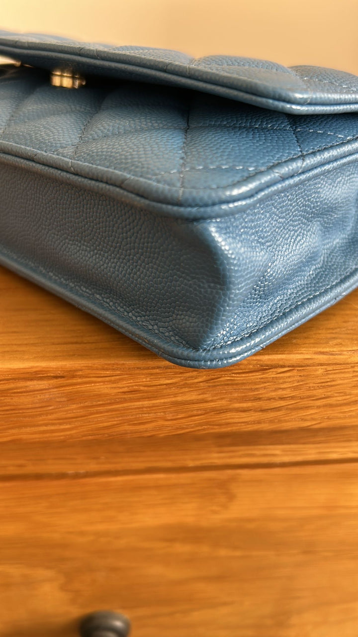 CHANEL series 30 Blue Jean Caviar LGHW Classic Wallet On Chain (WOC) 2020