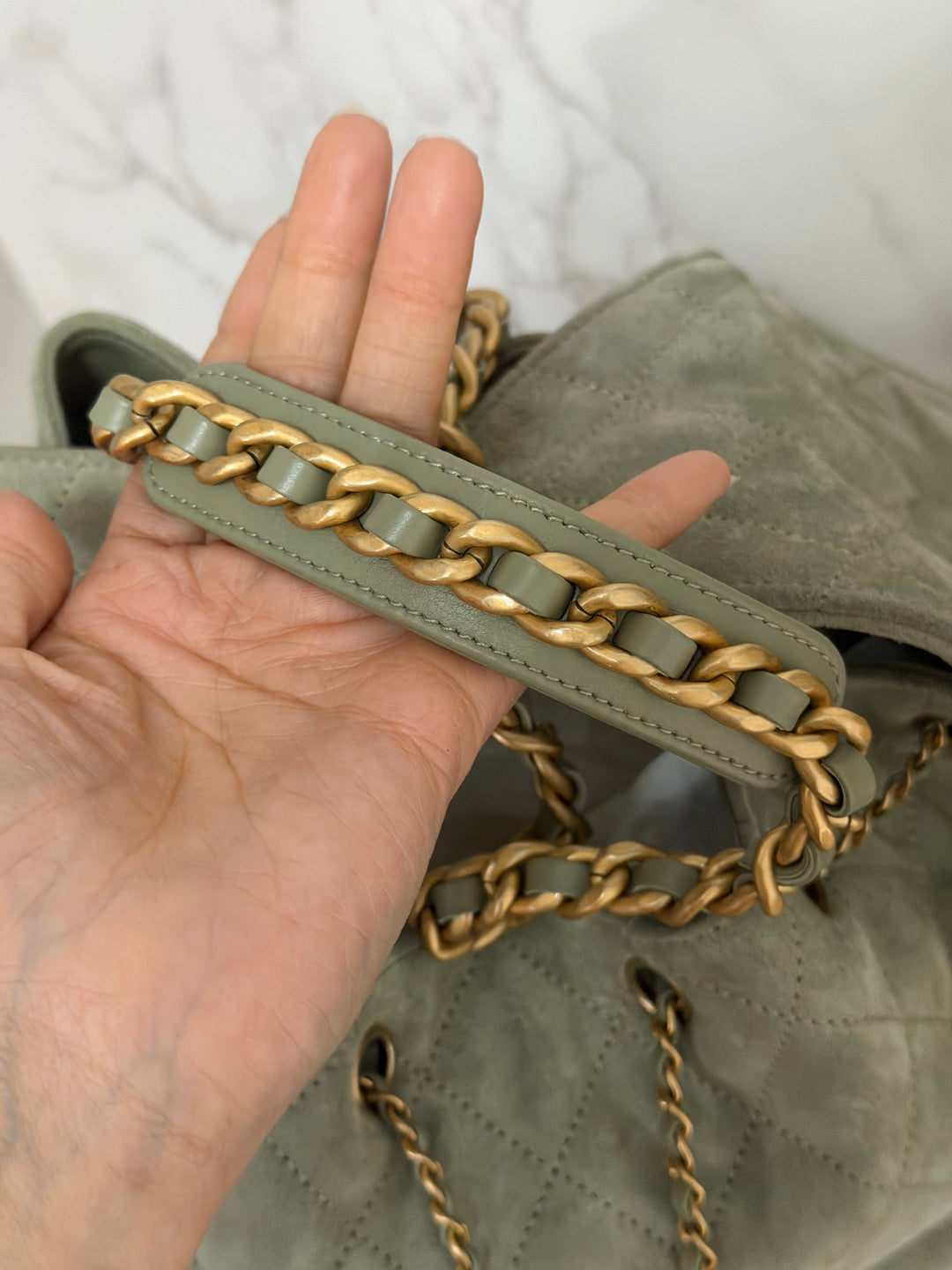 CHANEL 25C 2025 Khaki Suede Aged GHW 25 Hobo Bag size Medium