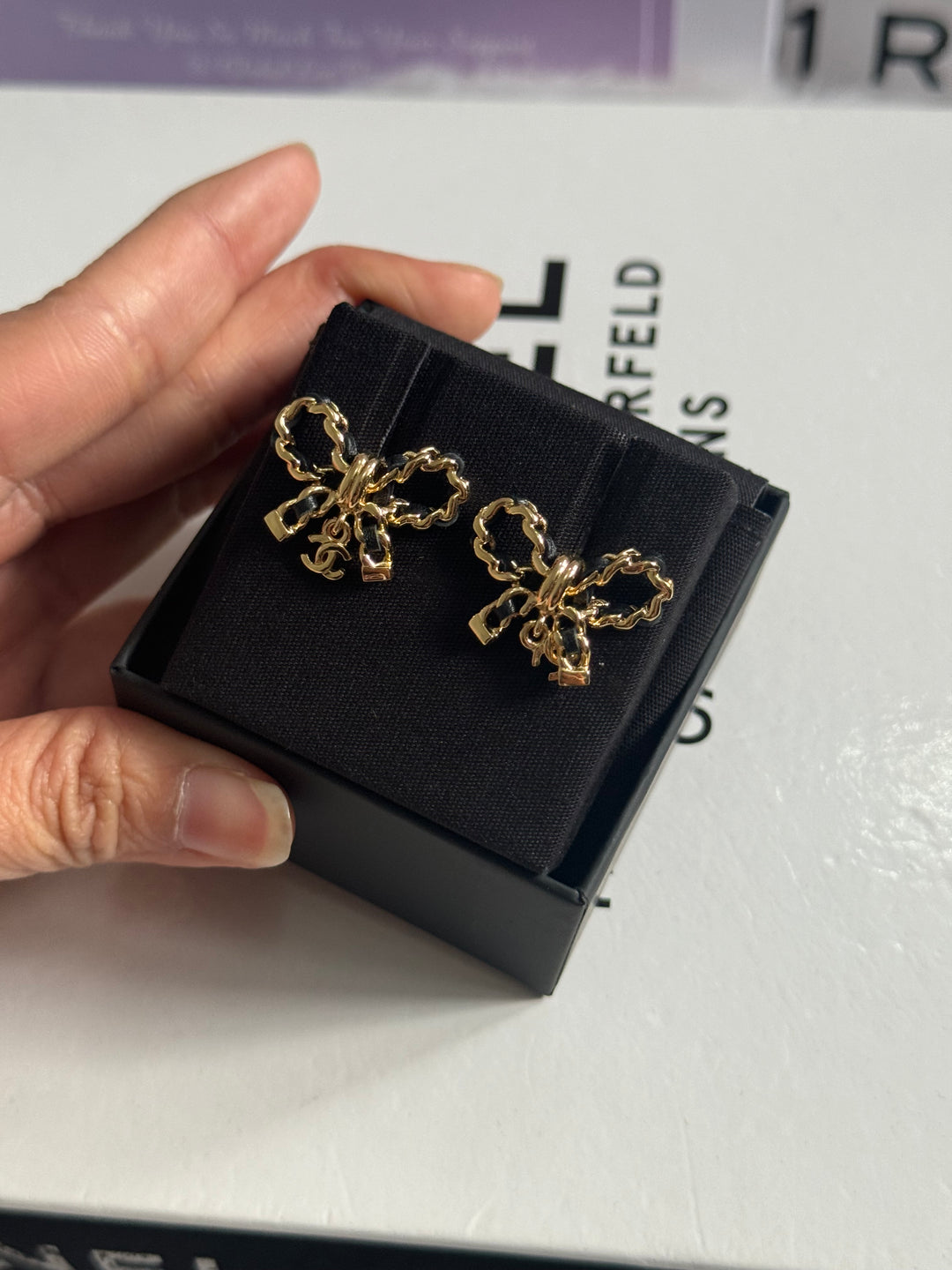 Chanel 24P Collection Ribbon GHW Earrings