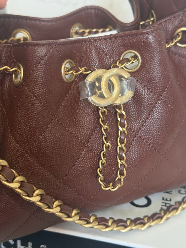 CHANEL 26S Brown Caviar Mini 25 Hobo Bag with Aged GHW 2026