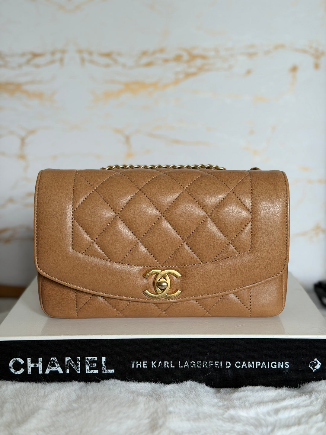 CHANEL series 21 Caramel Brown Lambskin aged GHW Diana Reissue Flap Bag size SMALL 2015