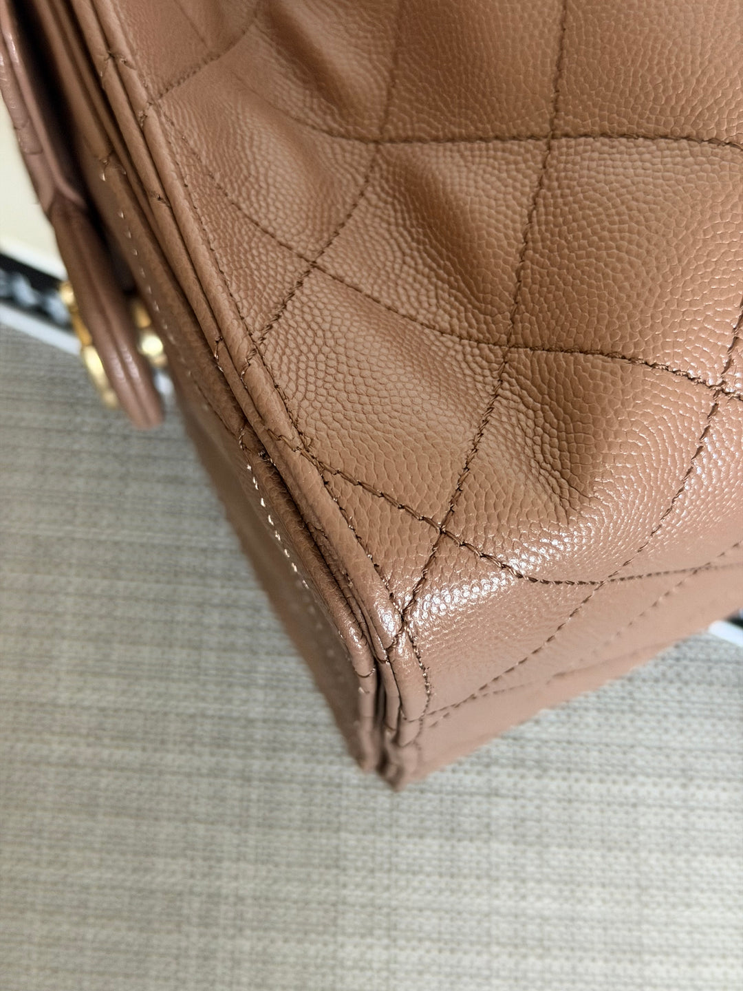 CHANEL 26P collection Brown Caviar 25 Hobo Bag Aged GHW Size SMALL