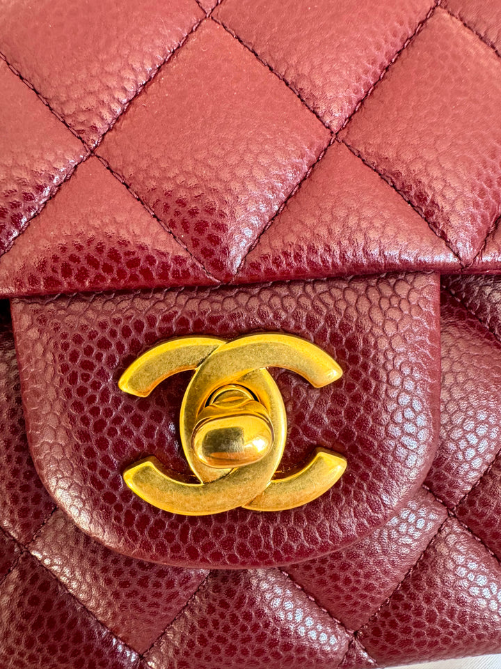 CHANEL series 21 2015 15B Burgundy Caviar GHW Medium ML Timeless Classic Double Flap Bag