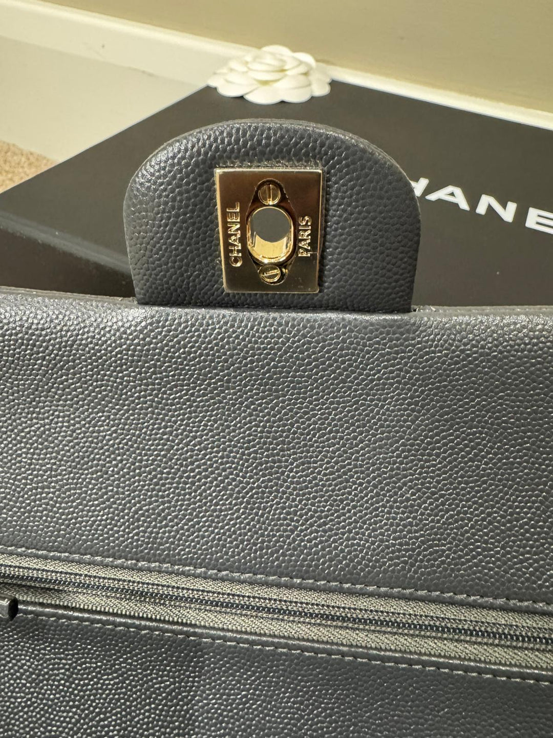 CHANEL 21B 2021 Dark Grey Caviar LGHW Medium ML Timeless Classic Double Flap Bag