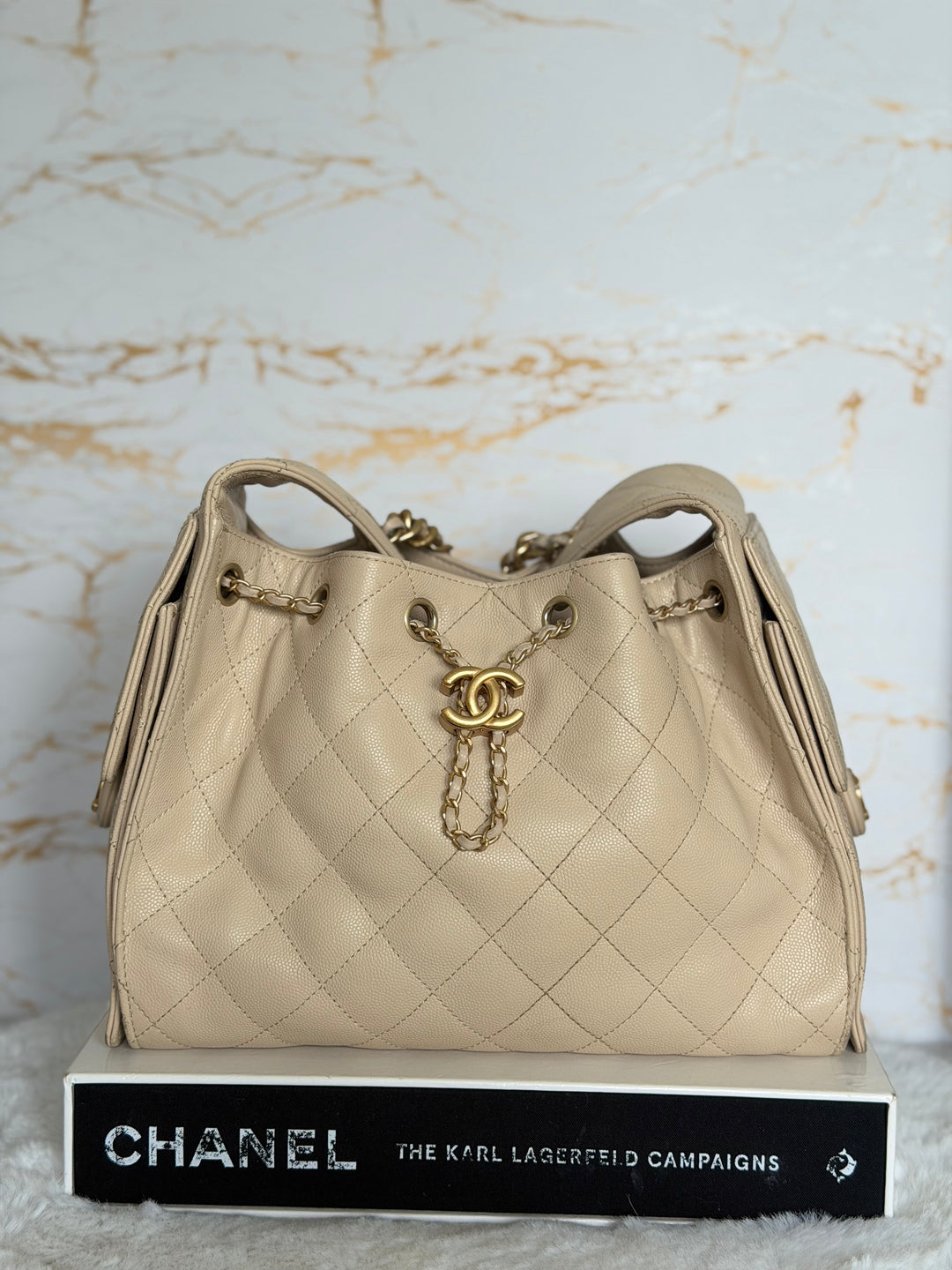 CHANEL Beige Caviar Aged GHW 25 Hobo Bag size SMALL 2025 25S collection
