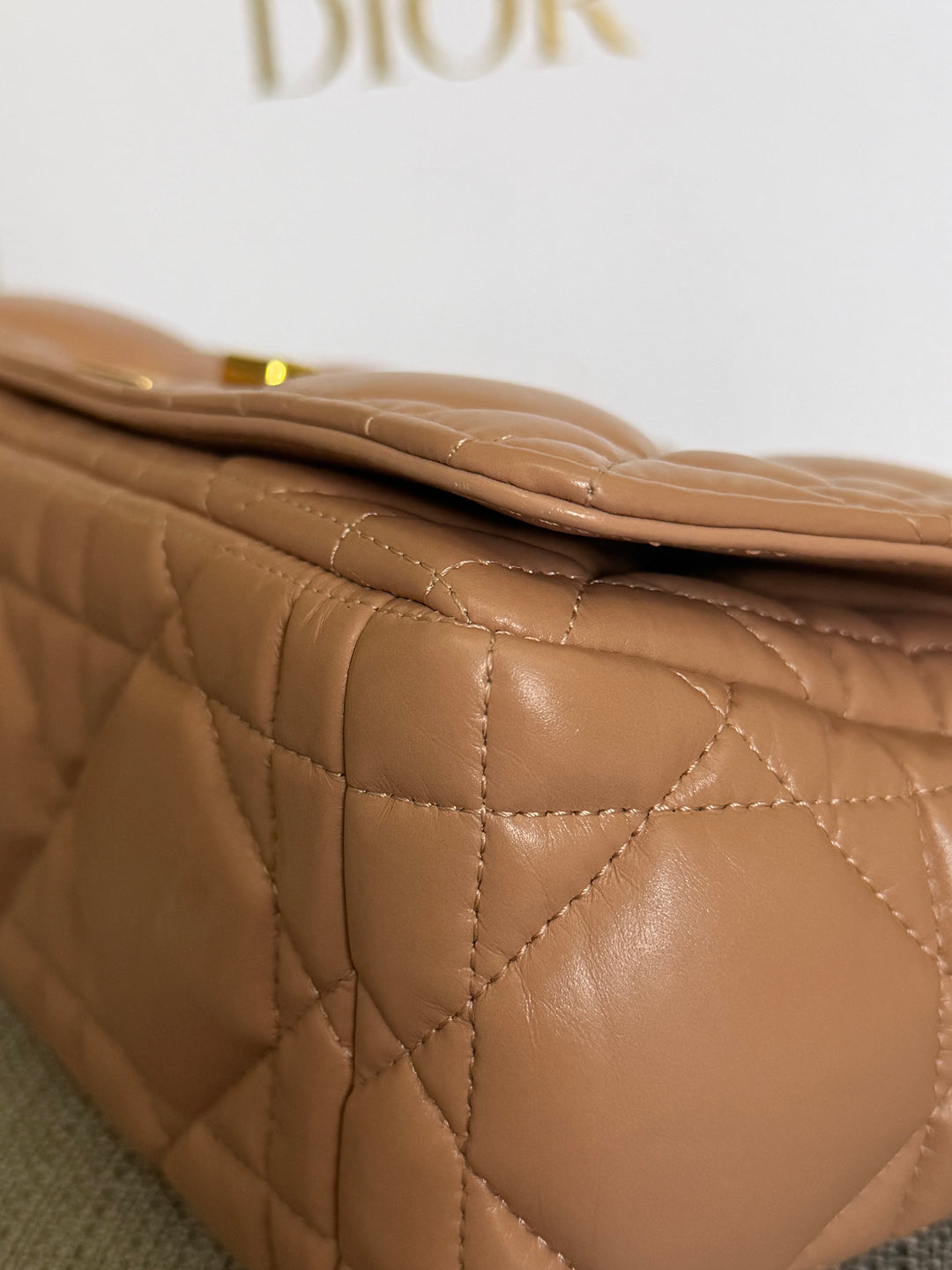 Dior Caro Flap Bag in Rose De Ven Calfskin GHW Medium 25 cms