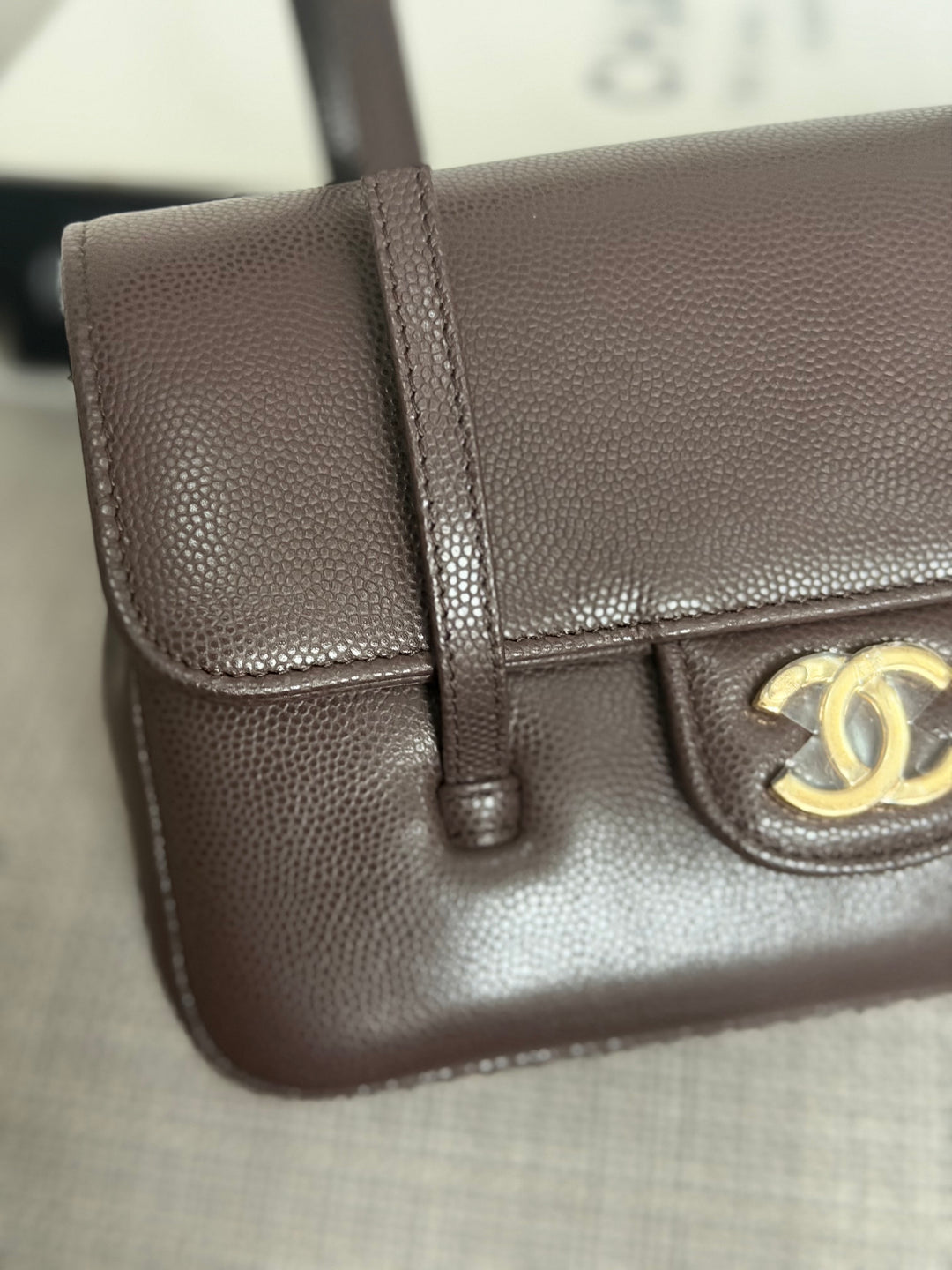 CHANEL Brown Caviar Preppy Mini 26S 2026 with Aged GHW 17 cms
