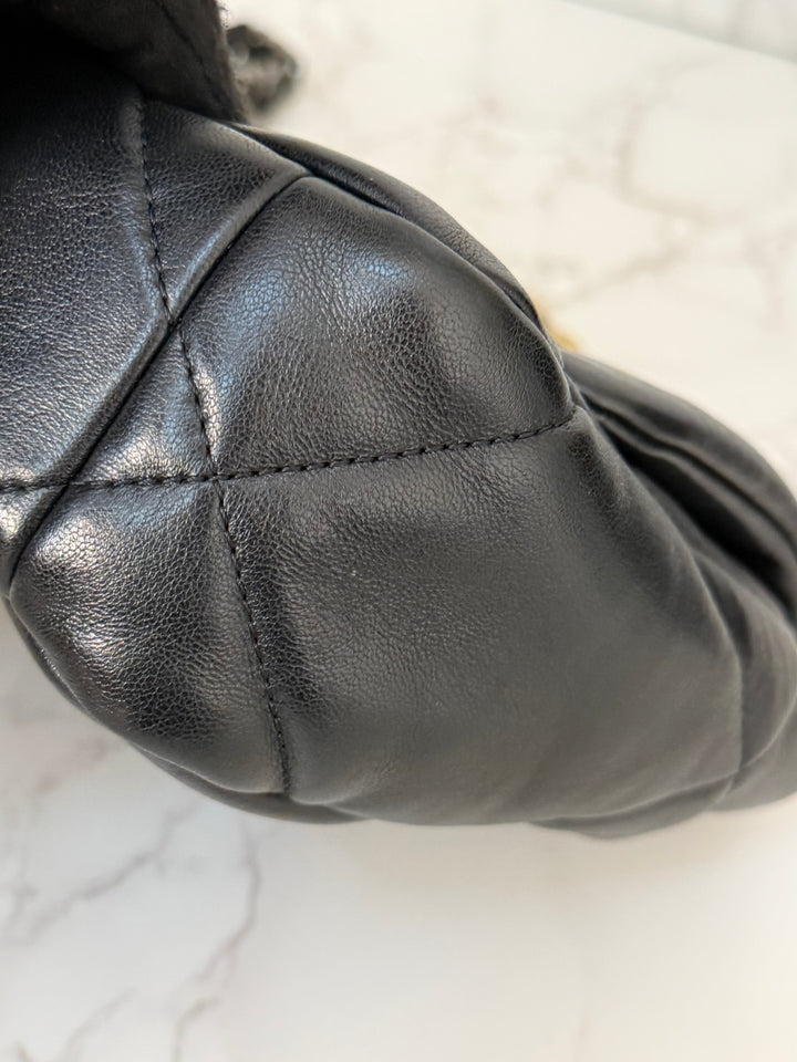 CHANEL 19 Size Small series 31 2020/2021 Black Lambskin Mixed HW Top Handle Flap Bag