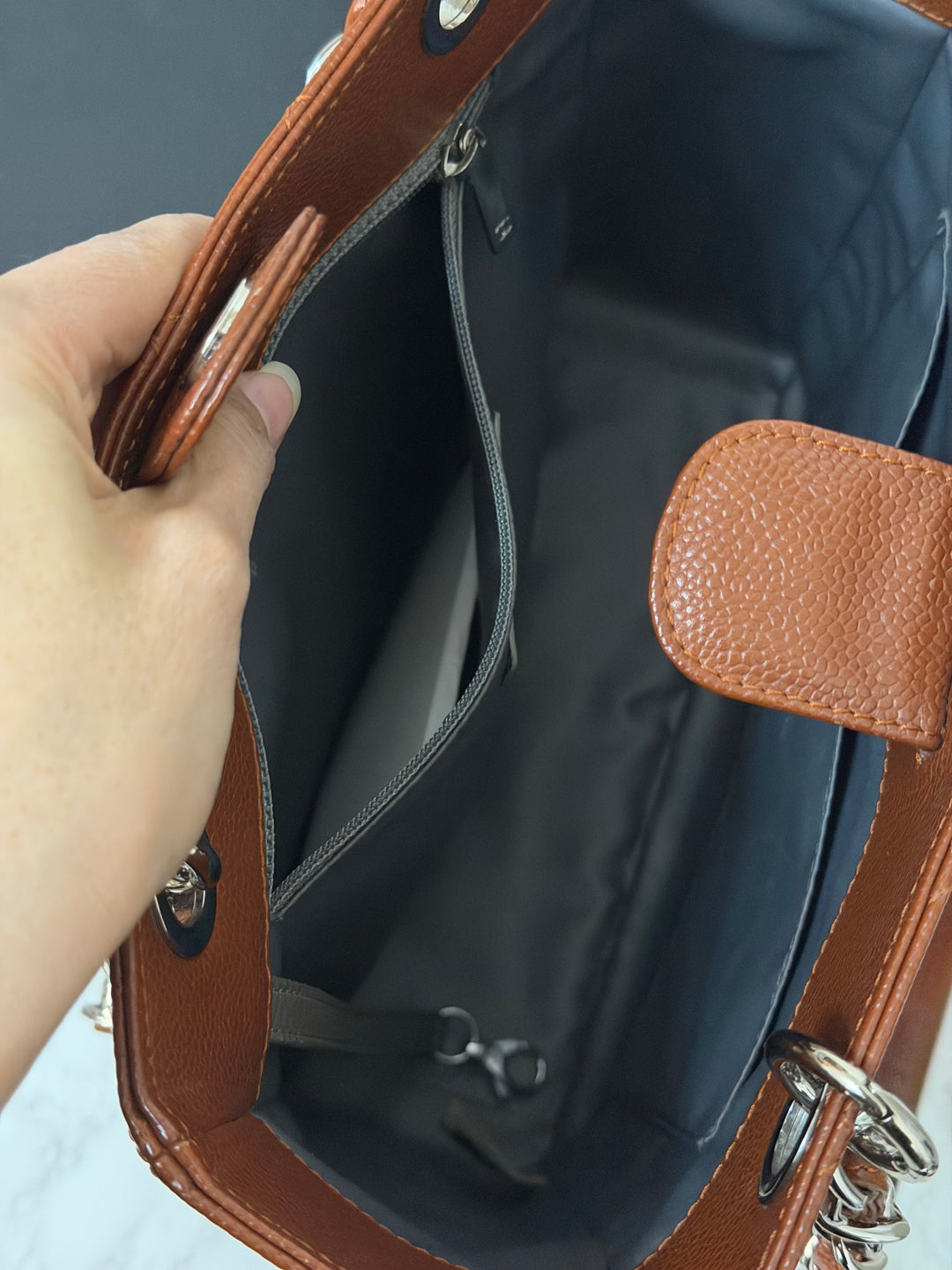 CHANEL series 19 Brown/Tan Caviar Petite Shopping Tote (PST) Bag