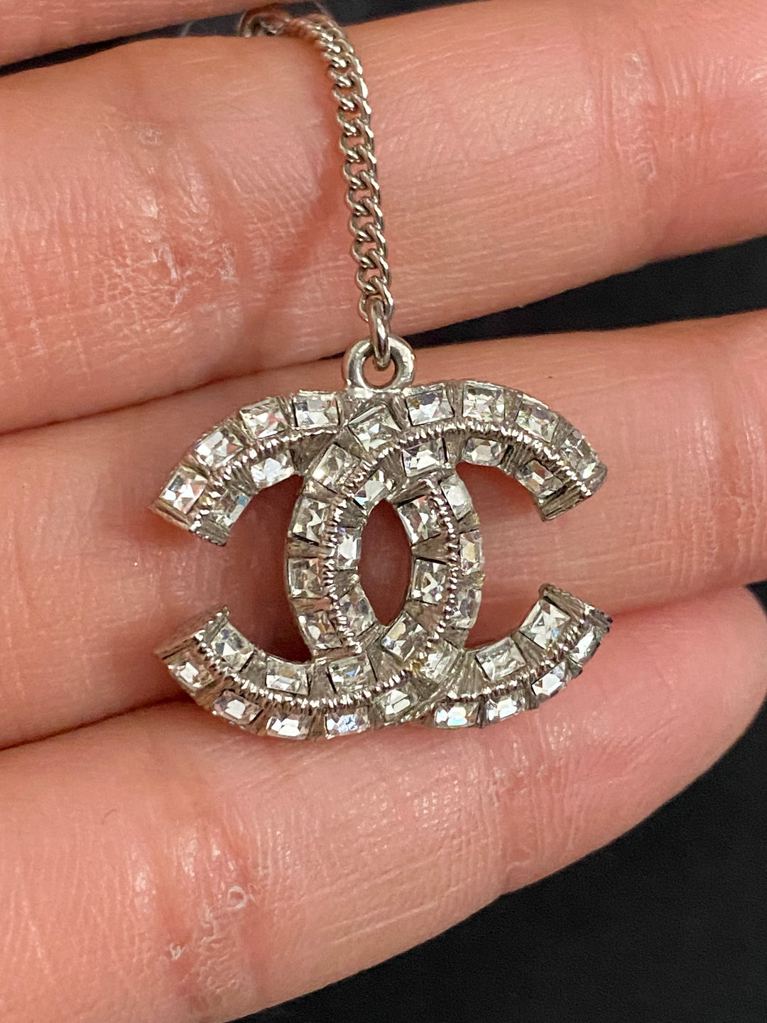 Chanel Crystal Earrings Silver Hardware