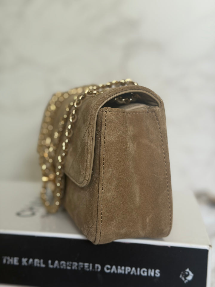 CHANEL 26B Beige Suede Matthie Blazy Mini Flap Bag GHW 2026