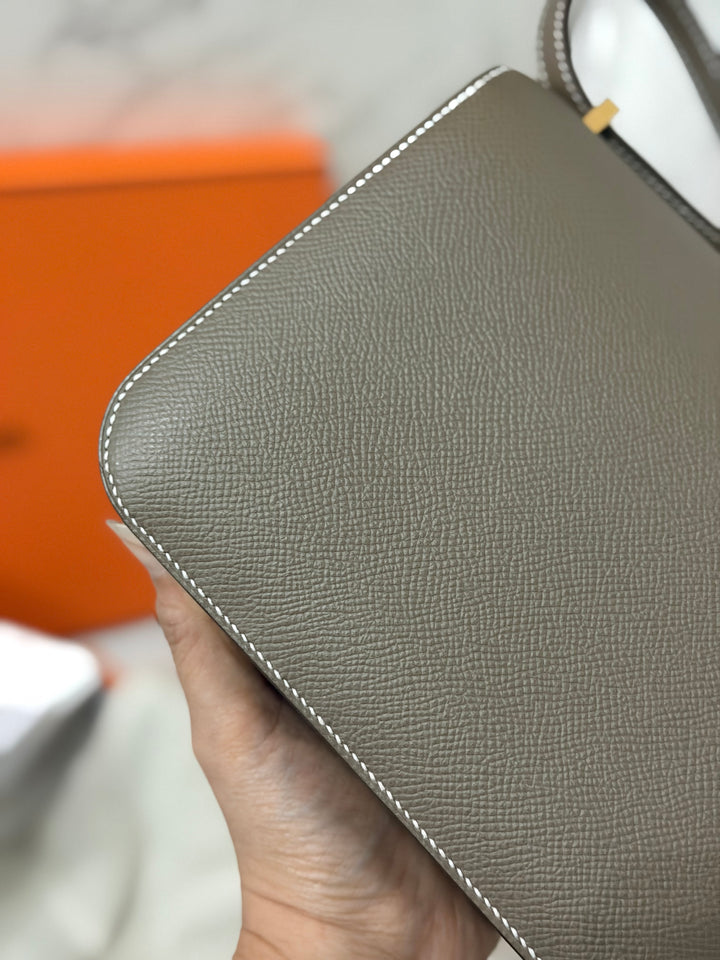 Hermes Constance 18 Etoupe Epsom Leather GHW Flap Bag Stamp D 2019