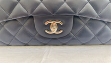 Load image into Gallery viewer, CHANEL Series 13 Navy Lambskin SHW Single Flap Jumbo Classic Bag
