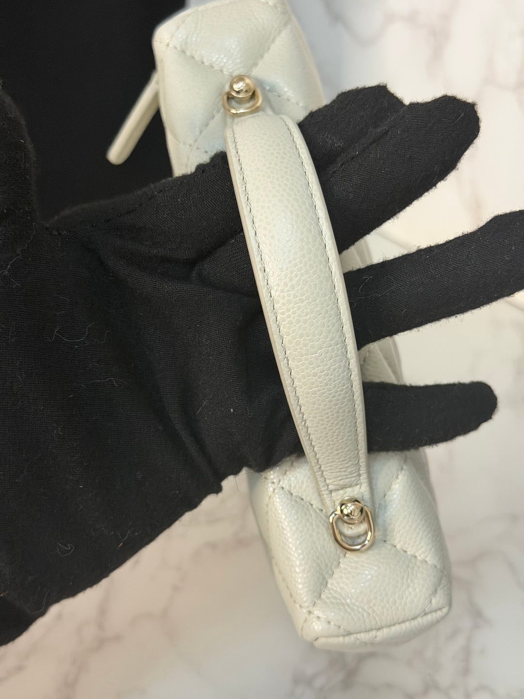 CHANEL 25B 2025 Light Grey Caviar LGHW Long Vanity Bag with Detachable Chain