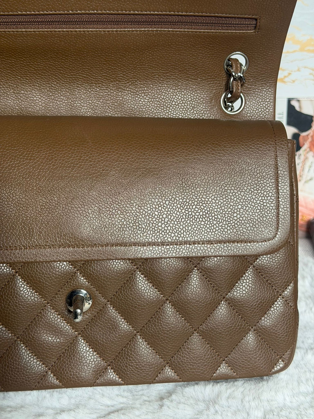 CHANEL series 15 Brown Caviar SHW Jumbo Classic Double Flap Bag 2011