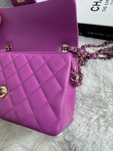 Load image into Gallery viewer, Chanel 21C 2021 Cruise Collection Purple Lambskin Champagne GHW Mini rectangular flap bag

