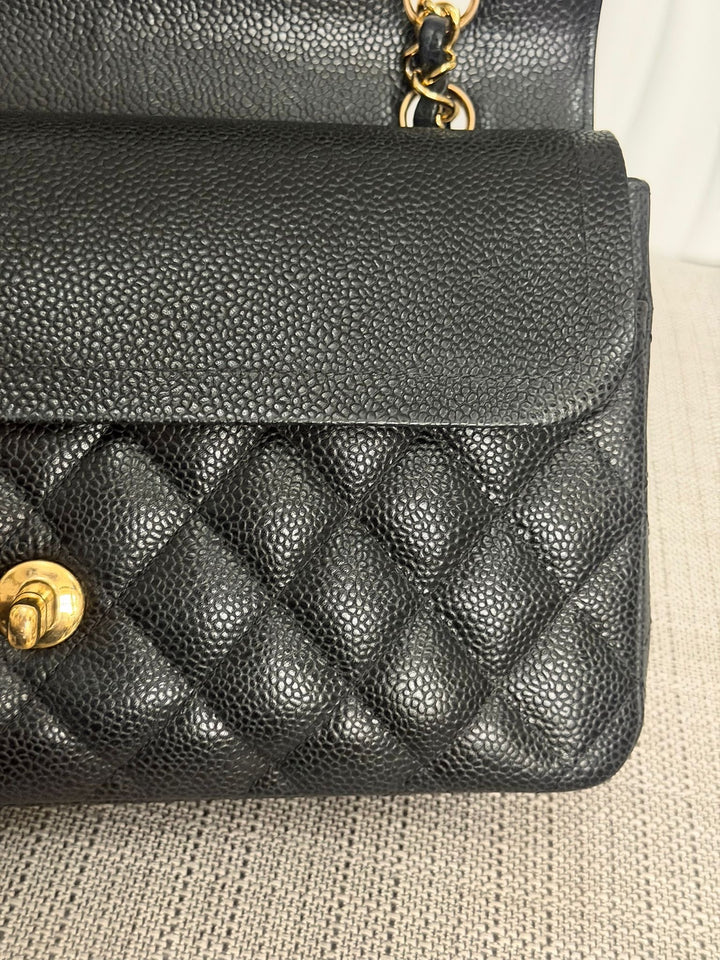 CHANEL Series 24 2017 Black Caviar GHW Medium M/L 11.12 Timeless Classic Double Flap Bag