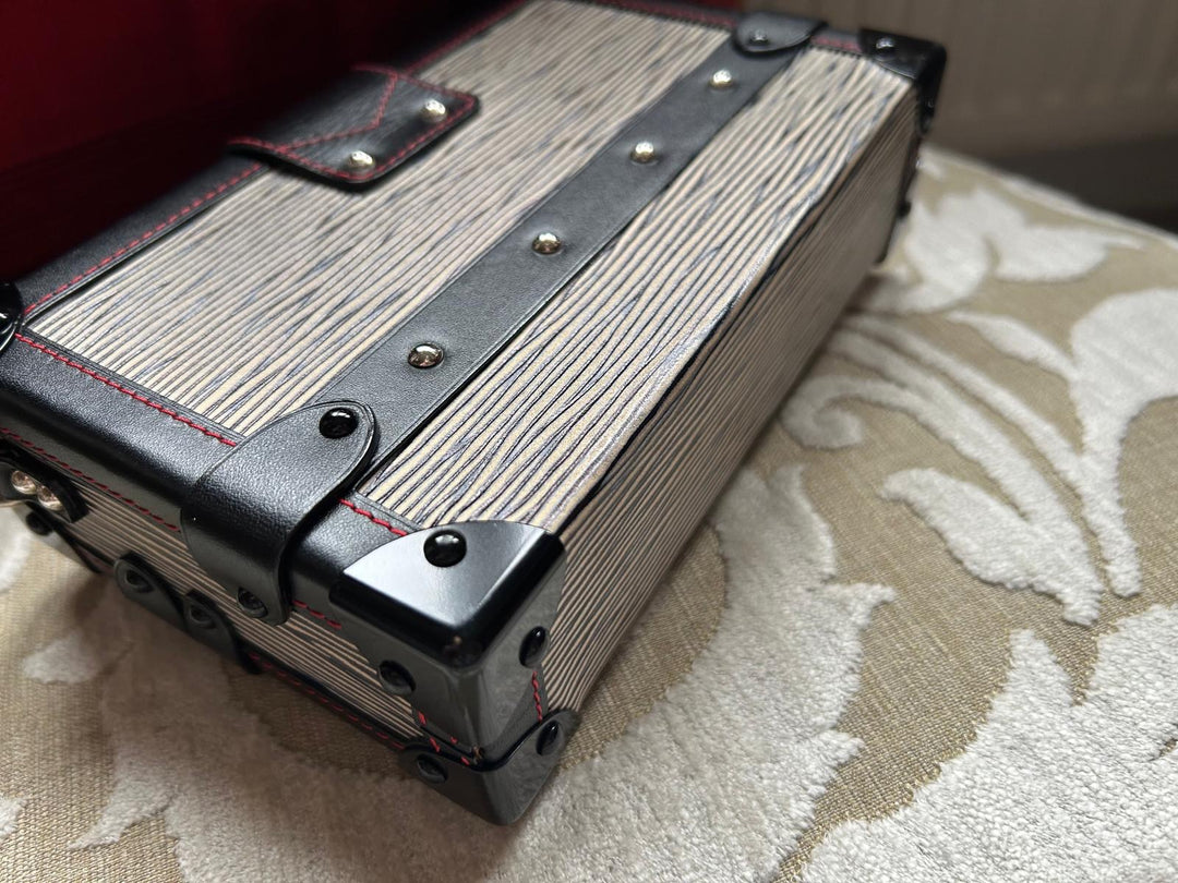 LOUIS VUITTON Red White and Black Leather Trunk Petite Malle with Silver Hardware 2015