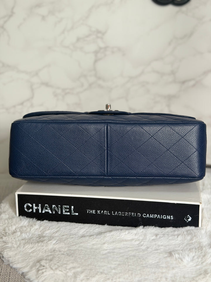 CHANEL series 13 Navy Caviar SHW Timeless Classic Jumbo Single Flap Bag 2010