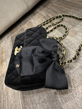 Load image into Gallery viewer, CHANEL 25K Collection 2025 Black Velvet Bow LGHW Mini Rectangular Flap Bag with Metal Top Handle
