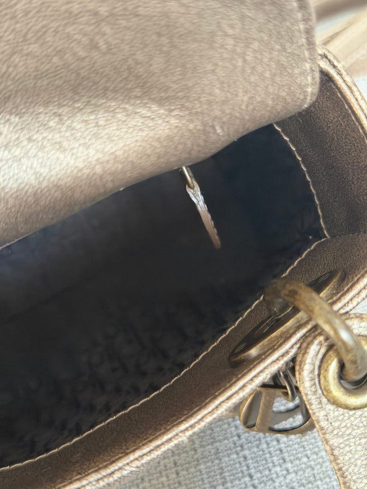 Dior Lady Dior Mini In Bronze Lambskin Bronze Hardware 2007