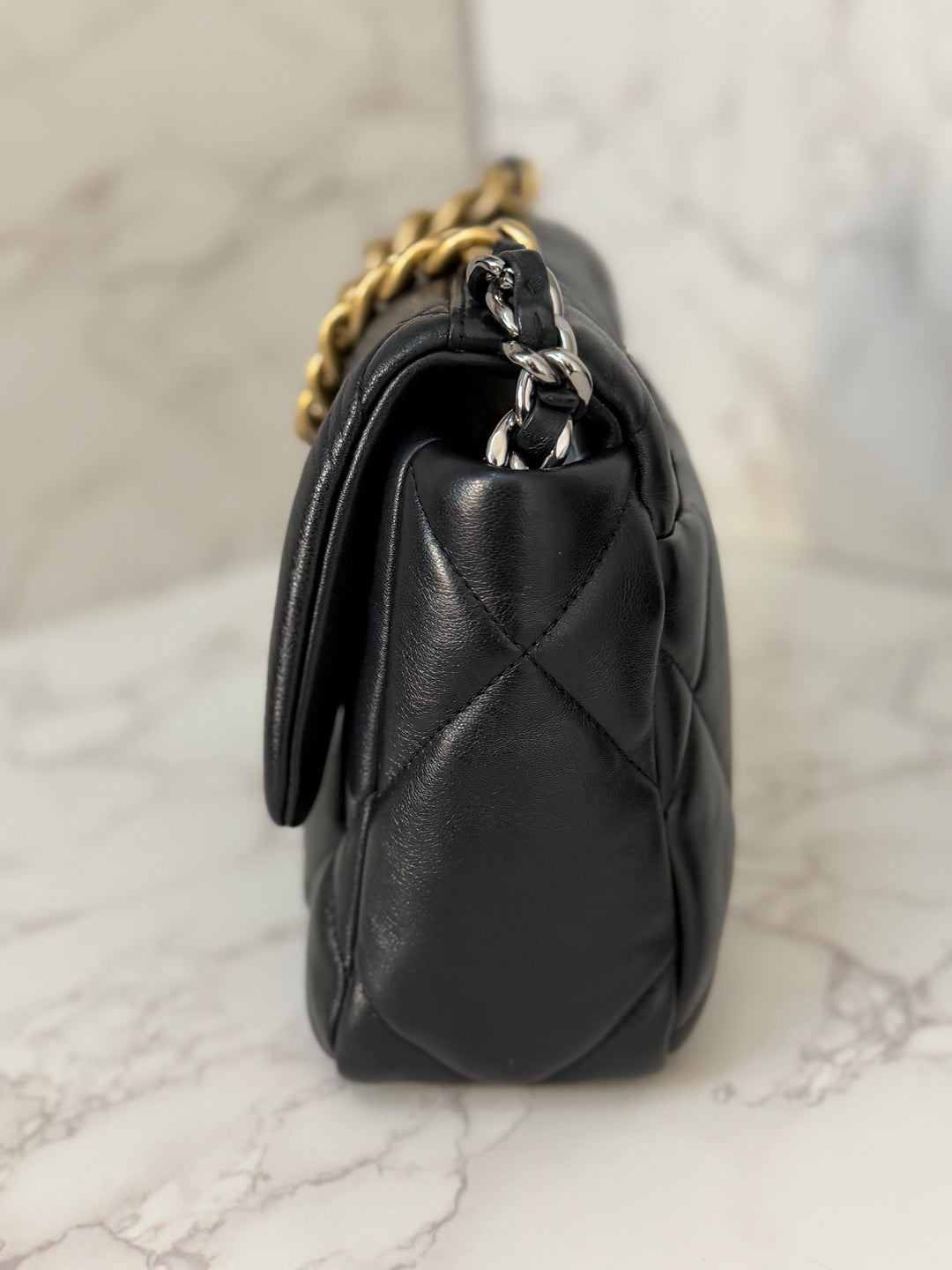 CHANEL 19 Size Small series 31 2020/2021 Black Lambskin Mixed HW Top Handle Flap Bag