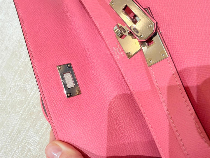 Hermes Kelly 28 in Rose Azalee Pink Epsom Leather PHW Stamp C 2018
