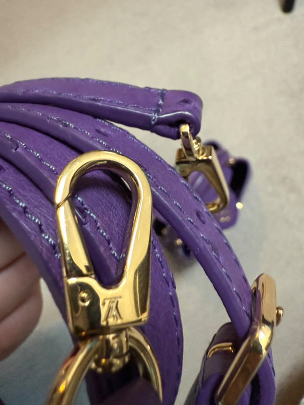 LOUIS VUITTON LV Mini Capucines LGHW Amethyst Ostrich Leather with detachable strap