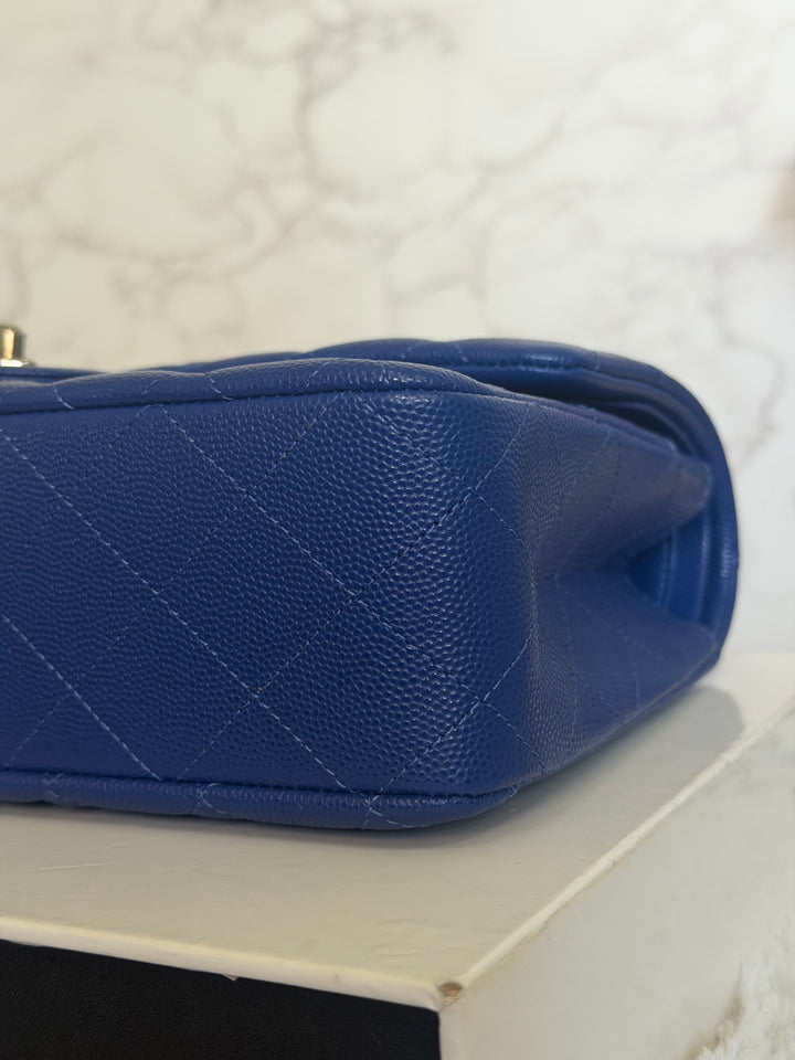 CHANEL Dark Blue Caviar SHW Medium ML Classic Timeless Double Flap Bag 21K collection 2021