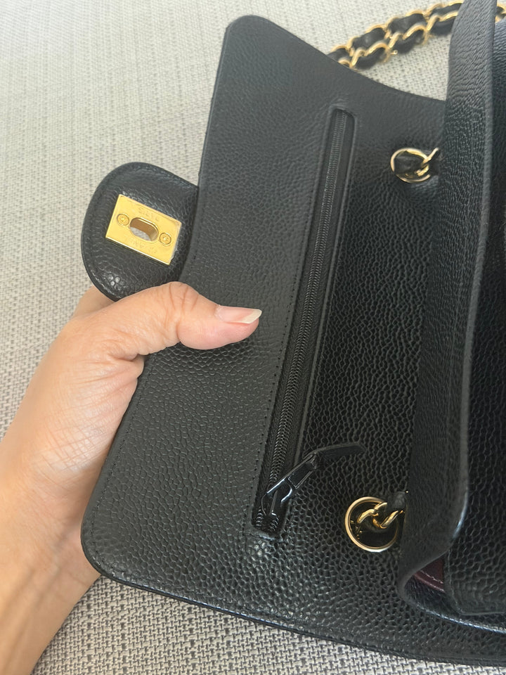 CHANEL Black Caviar GHW SMALL Timeless Classic Double Flap Bag 2022