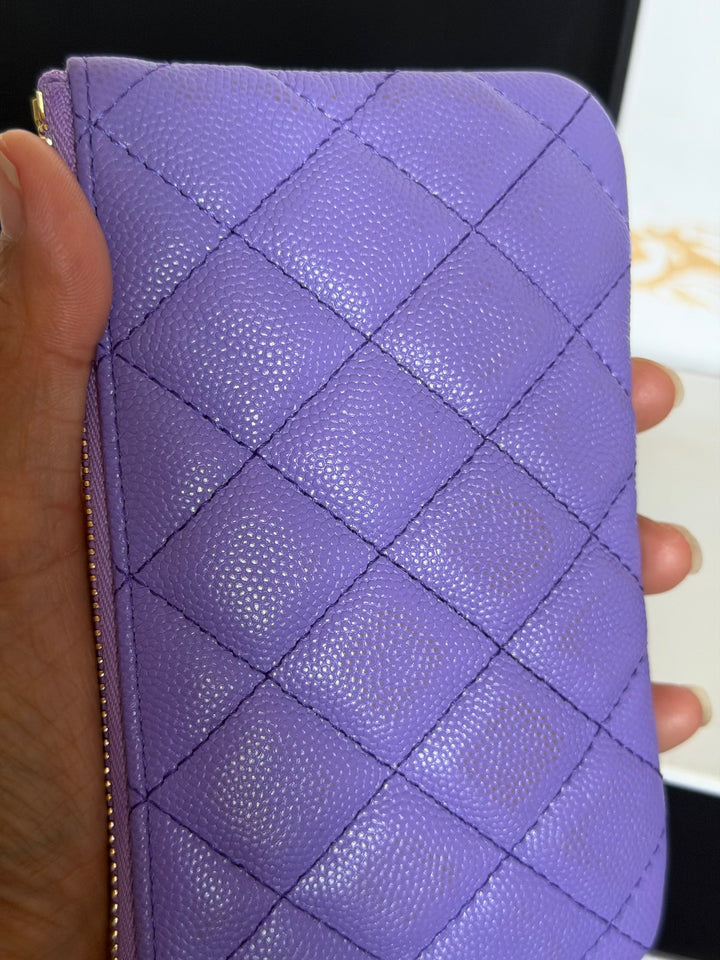 CHANEL series 28 20S purple caviar LGHW Mini O Case Pouch 15 cms