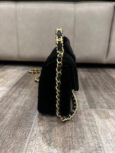 Load image into Gallery viewer, CHANEL 25K Collection 2025 Black Velvet Bow LGHW Mini Rectangular Flap Bag with Metal Top Handle
