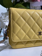 Load image into Gallery viewer, Chanel 20S 2020 Summer/Spring Collection Lemon Yellow Caviar LGHW Classic Wallet on chain (WOC)
