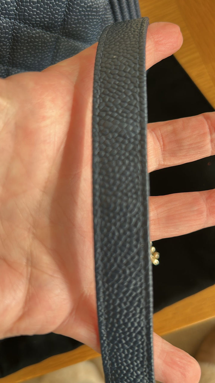 CHANEL series 28 Navy caviar LGHW Boy Wallet On Chain (WOC)