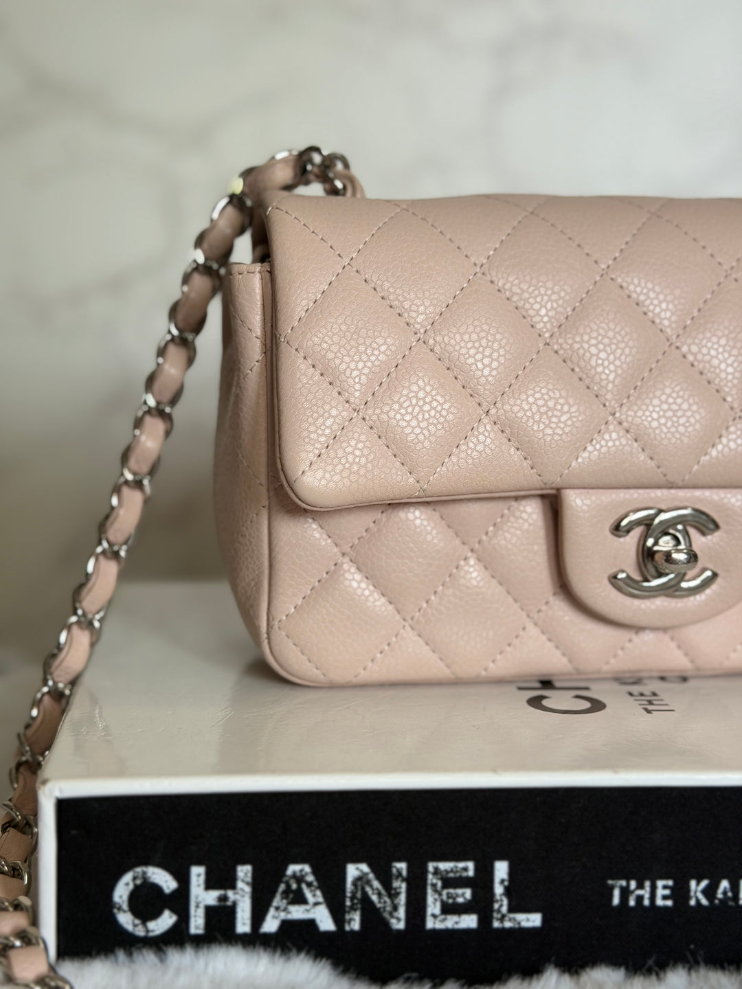 CHANEL series 18 Light Sakura Pink Caviar SHW Mini Rectangular Flap Bag 2014 14C collection