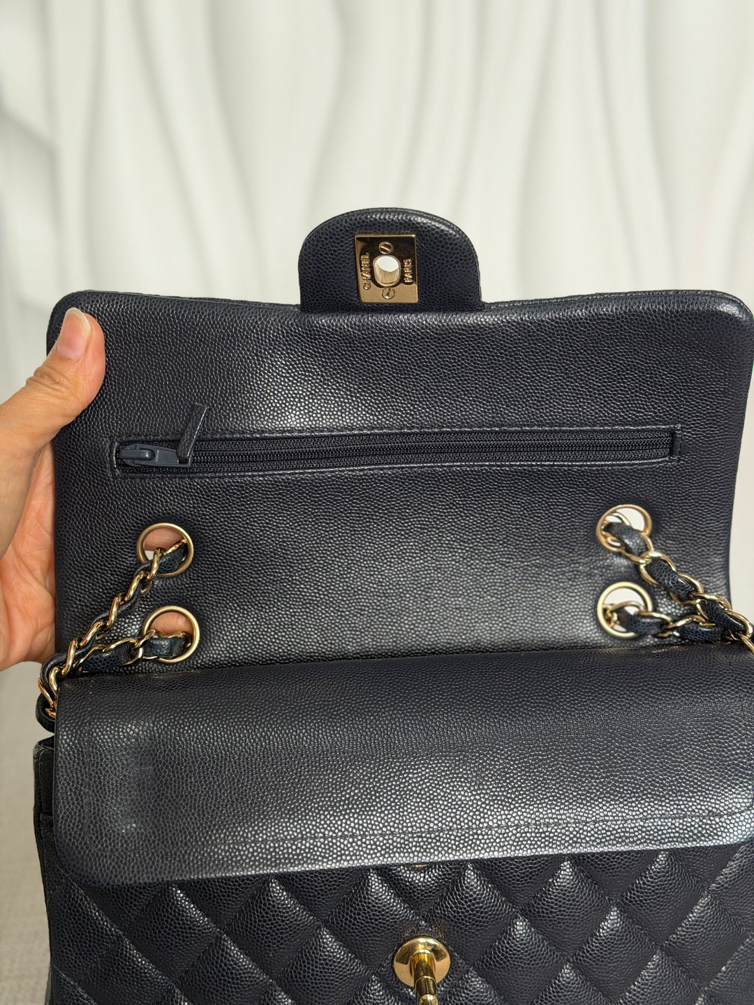 CHANEL series 30 Dark Navy Caviar LGHW Small Timeless Classic Double Flap Bag 2020