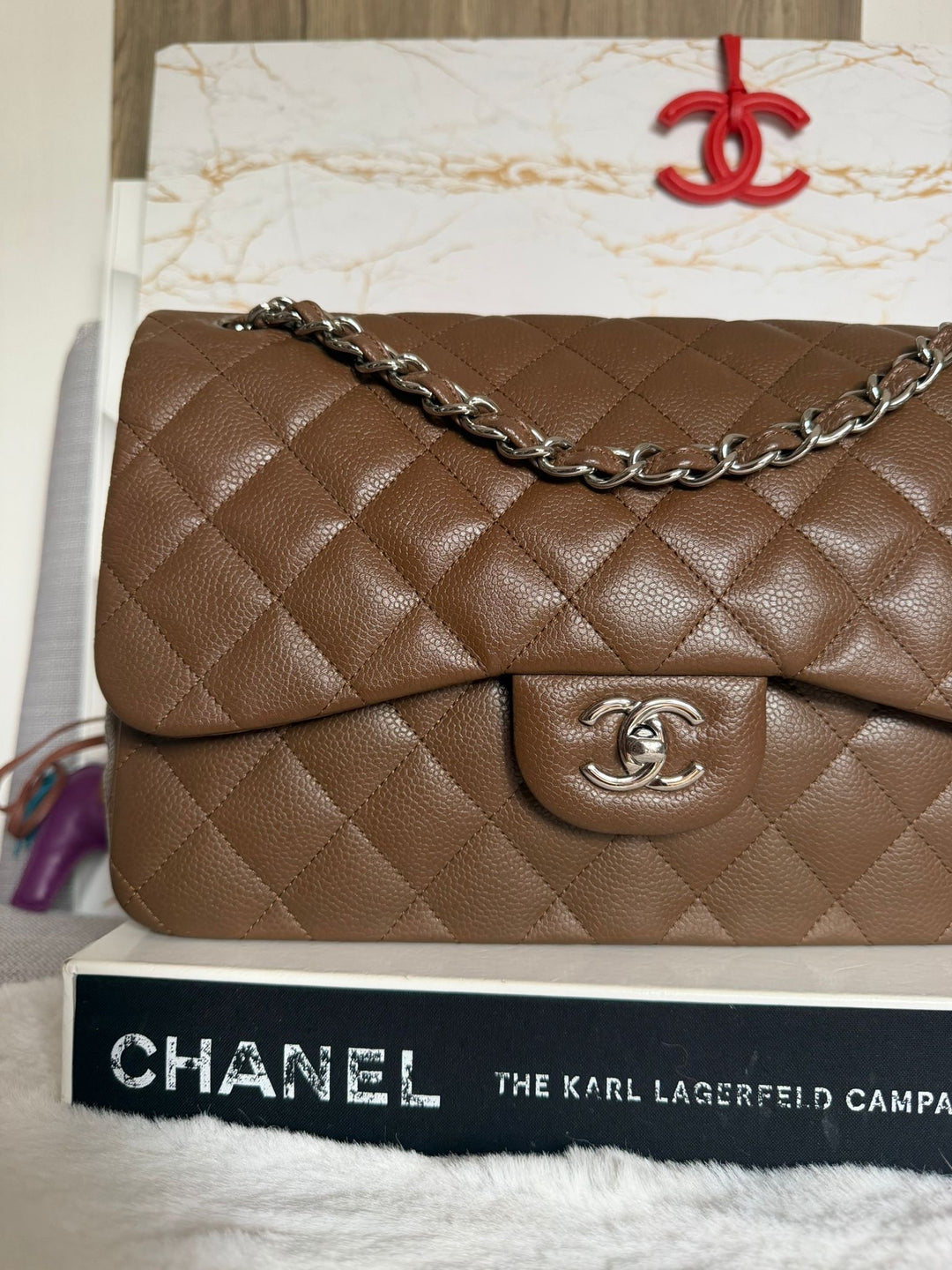 CHANEL series 15 Brown Caviar SHW Jumbo Classic Double Flap Bag 2011
