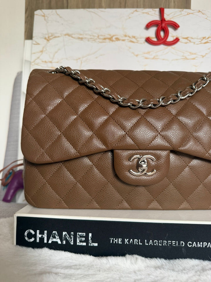 CHANEL series 15 Brown Caviar SHW Jumbo Classic Double Flap Bag 2011