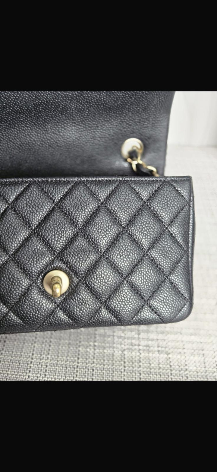 CHANEL series 20 Black Caviar Brushed GHW Mini rectangular Flap Bag