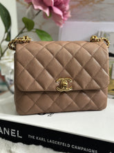 Load image into Gallery viewer, Chanel 22K Pre Fall/Winter 2022 Collection Dark Beige Caviar Aged GHW Coco First Mini Flap Bag
