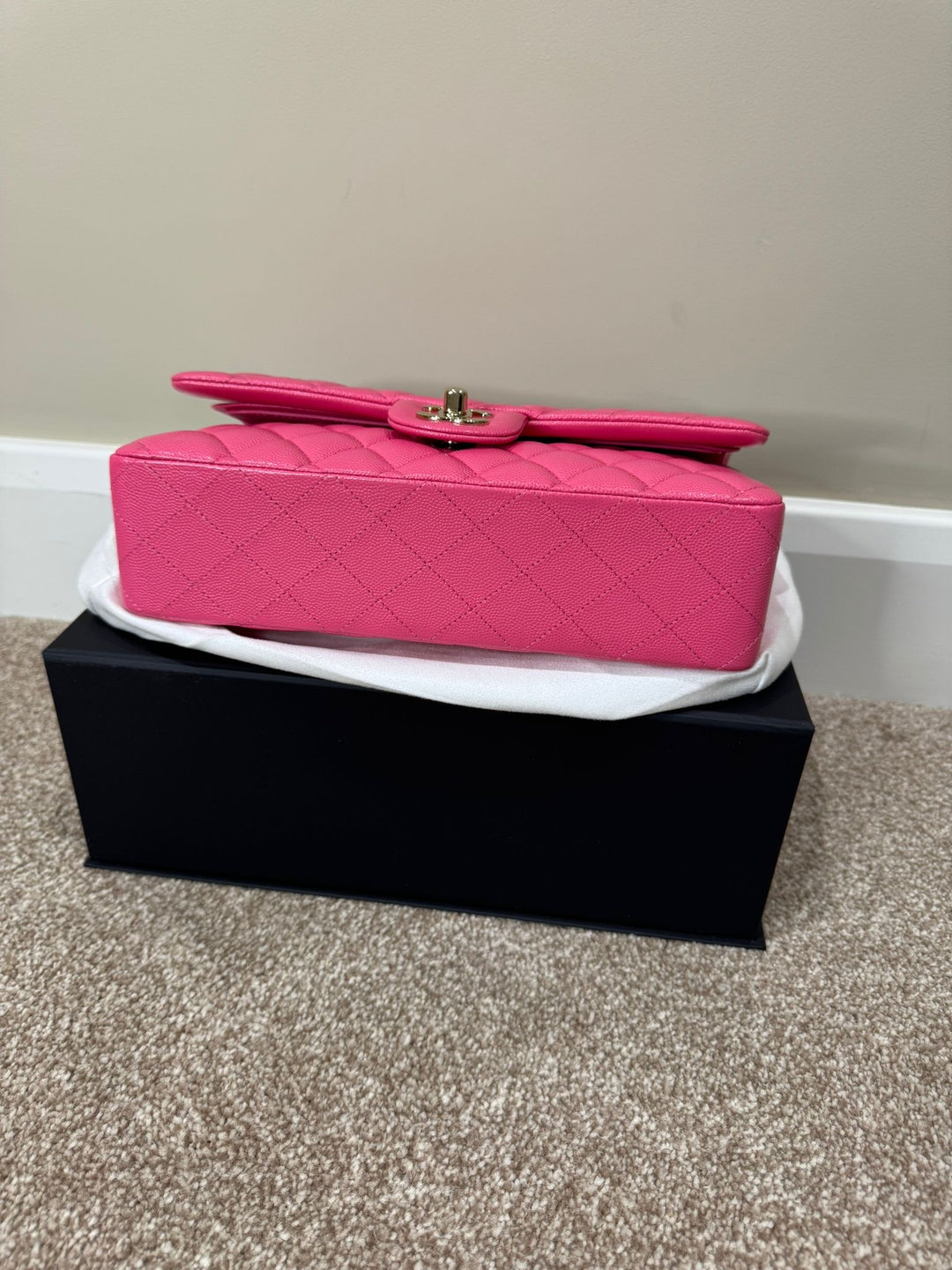 CHANEL 21C collection series 30 Barbie Pink Caviar LGHW Medium Timeless Classic Double Flap Bag