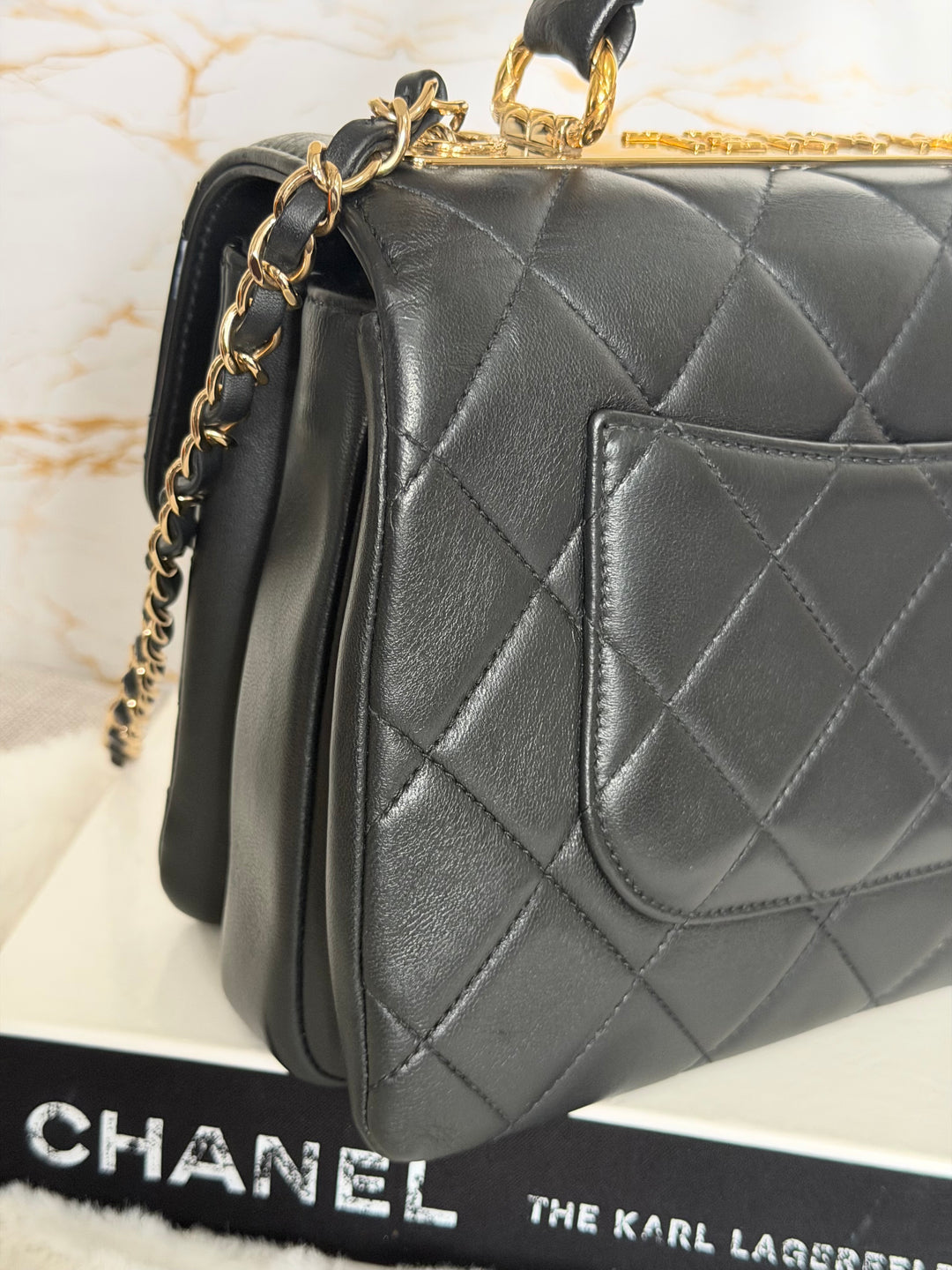 CHANEL Black Lambskin LGHW Trendy CC Flap Bag size SMALL with Non detachable Shoulder strap 2023