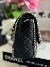 Load image into Gallery viewer, Chanel series 26 Black Denim LGHW Braided in Gold/White/Black Medium Flap Bag
