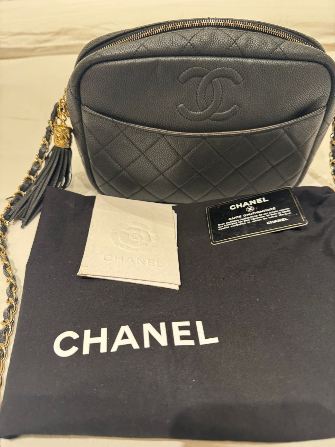 Chanel series 26 (2018) Black Camera Case Bag GHW with Tassel Size Medium