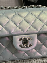 Load image into Gallery viewer, Chanel 21K collection 2021 Iridescent Light Blue Calf skin SHW Mini Rectangular Flap Bag
