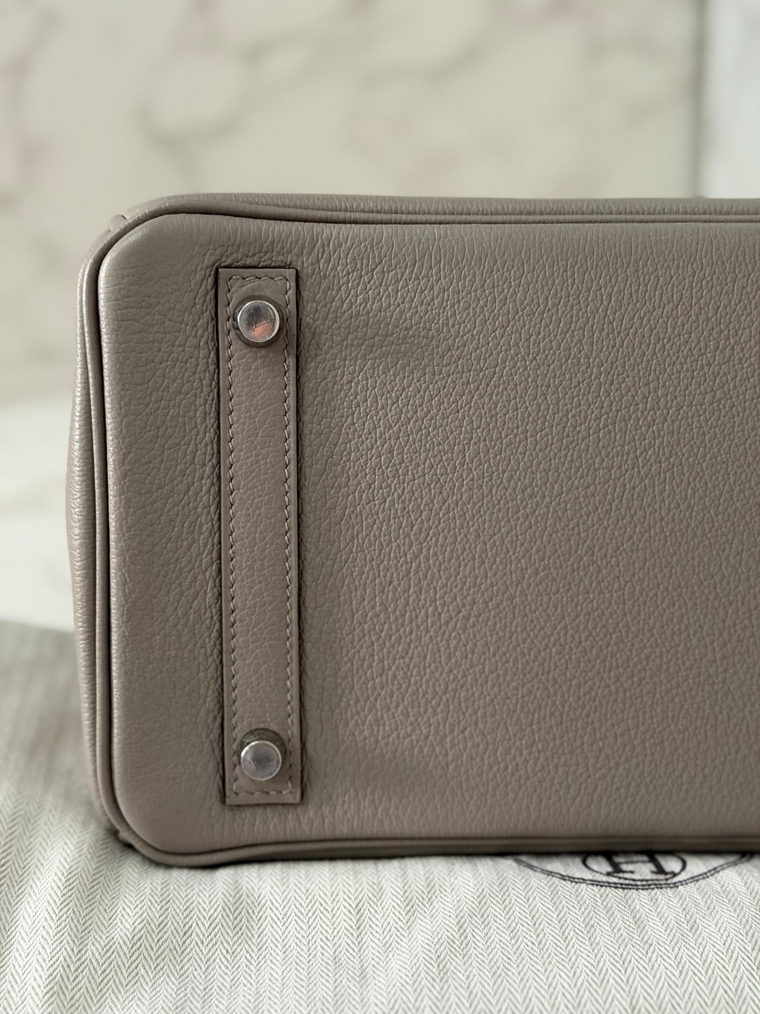 HERMES Gris Asphalt Leather Birkin 30 Bag Palladium Hardware Stamp D 2019