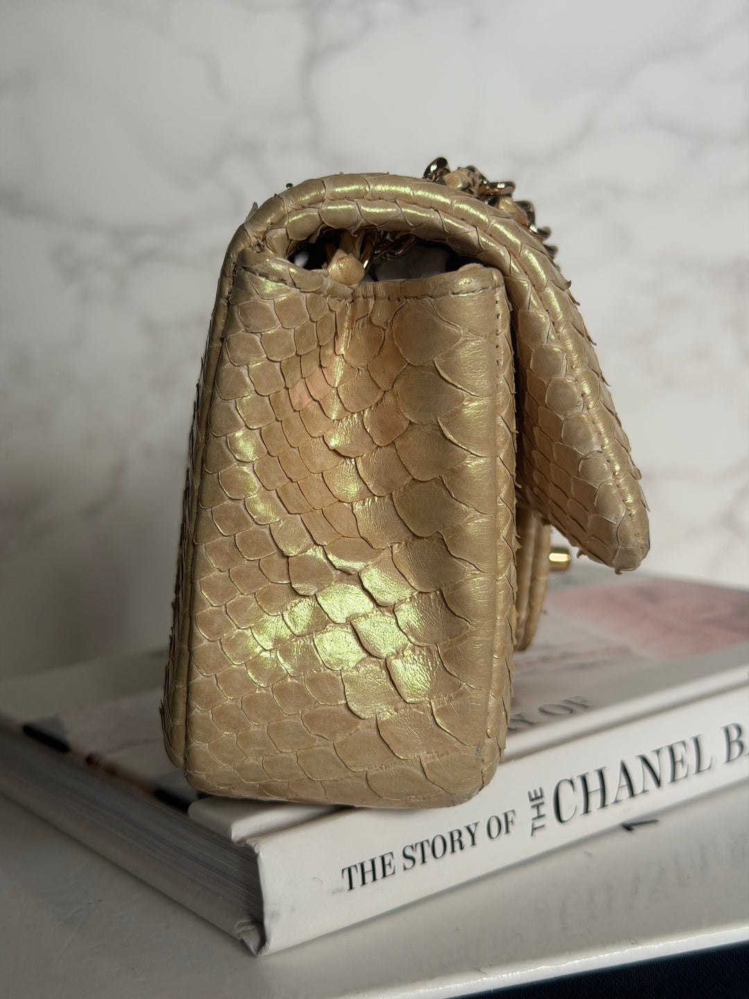 CHANEL series 20 Iridescent Ivory Llizard Exotic skin Extra Mini Rectangular Flap Bag LGHW