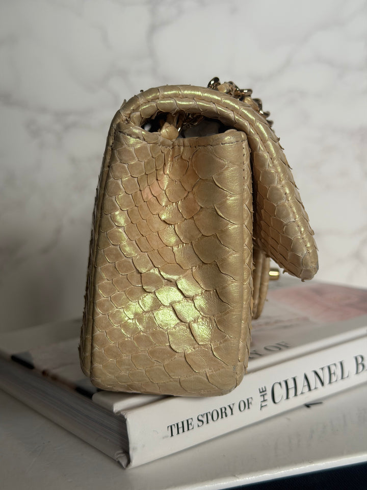 CHANEL series 20 Iridescent Ivory Llizard Exotic skin Extra Mini Rectangular Flap Bag LGHW