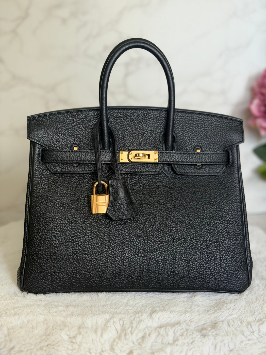 WA/Email to purchase only- HERMÈS Noir Black 89 Togo Leather GHW Birkin 25 Stamp U 2022 Kept unused